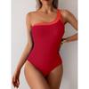 New One-piece Swimsuit Women's 2025 European and American Color Bikini Swimsuit Single Shoulder Bikini