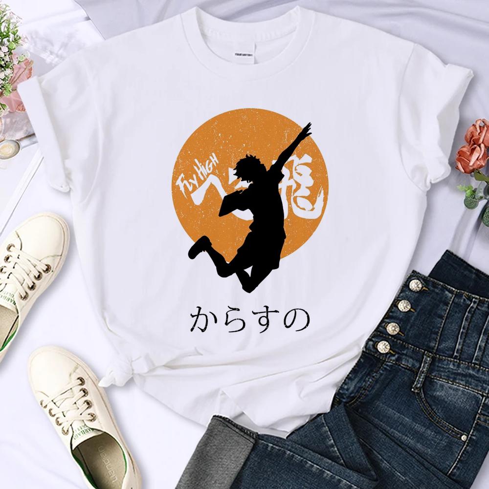 Японское аниме Haikyuu Футболка Женская Топ Харадзюку Японский Стиль Футболка Унисекс Летняя Одежда Y2k Короткий Рукав Женские Футболки