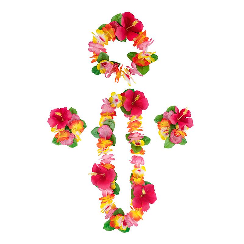 4 шт./набор Гавайские цветочные леи Гирлянда Ожерелье Венок Лепестковая повязка на голову Браслет Декор для пляжной вечеринки Свадебные аксессуары для наряда
