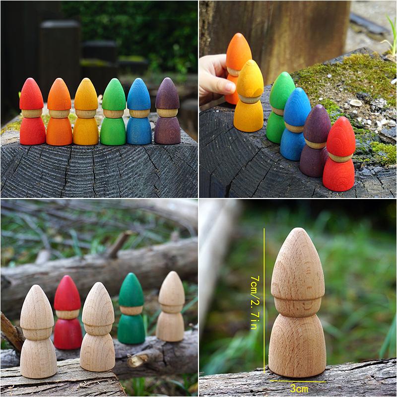 Радужная кукла Монтессори, деревянные игрушки, цвет бревна, буковое дерево, граффити, сделай сам, живопись, игра-головоломка, радужные строительные блоки, детские игрушки