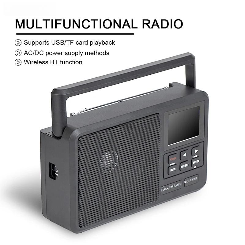 DAB FM радио портативное с будильником ЖК-дисплей Bluetooth-совместимый 5.0 цифровое радио DAB FM аудиоплеер приемник для USB TF