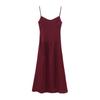 European & American Women's Autumn Burgundy Draped Sling Dress - Elegant & Lazy French Style