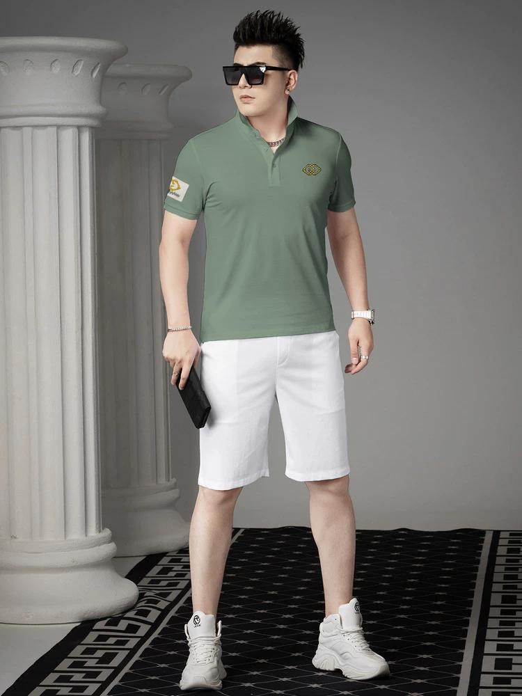 European Style Lapel Short-Sleeve T-Shirt for Men, Summer 2025 New Trendy Embroidered Top, Men's Half-Sleeve Polo Shirt