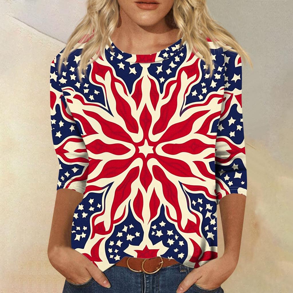 Женская футболка Повседневная футболка с принтом «День независимости», джемпер с круглым вырезом