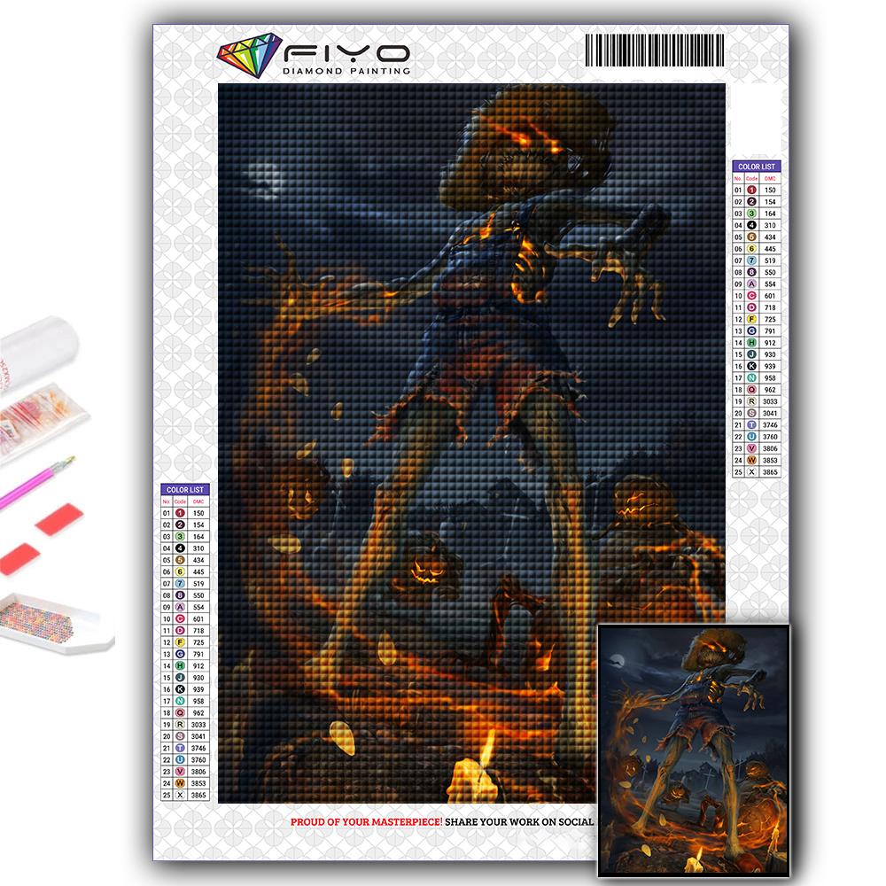 5D Алмазная картина Хэллоуин Страшная голова тыквы Человек DIY Алмазная вышивка Горный хрусталь Украшение дома