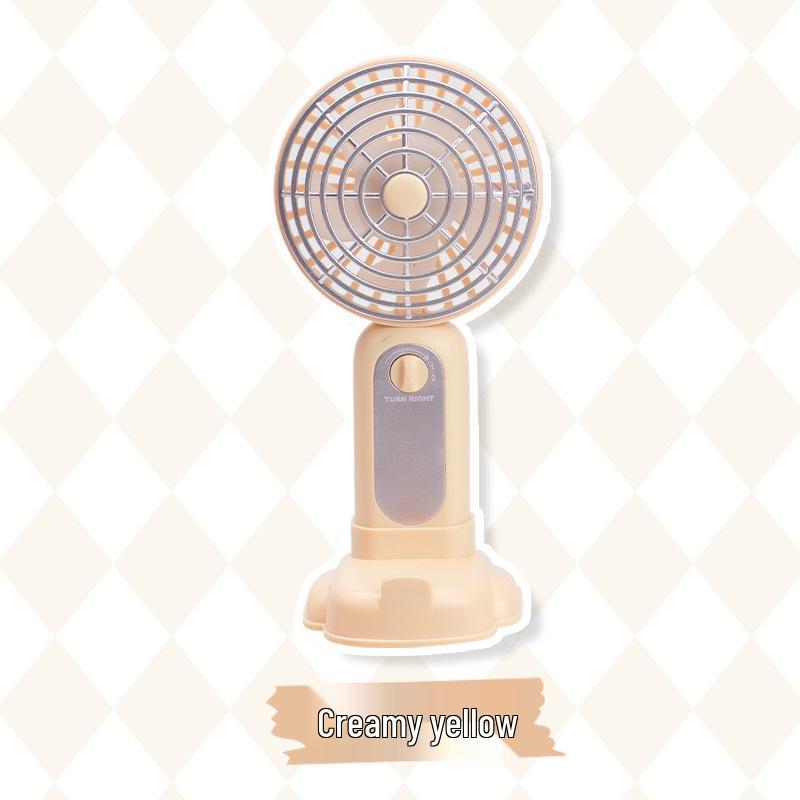 Portable Retro Handheld Mini Fan with USB Charging and Phone Holder