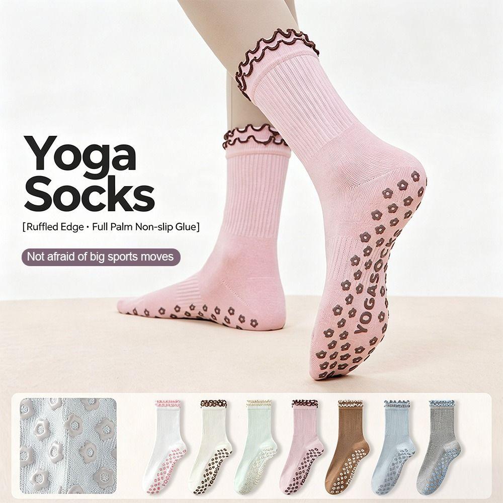 Silicone Sole Pilates Socks for Women Cotton Floor Socks Cute Yoga Socks for Fitness Exercise