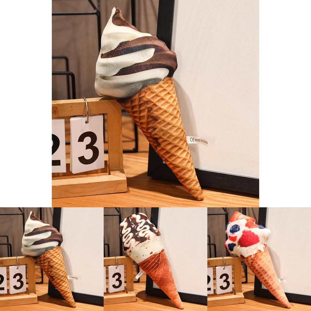 Soft Short Plush Ice Cream Cone Cushion Creative Cartoon Props Novelty Toy