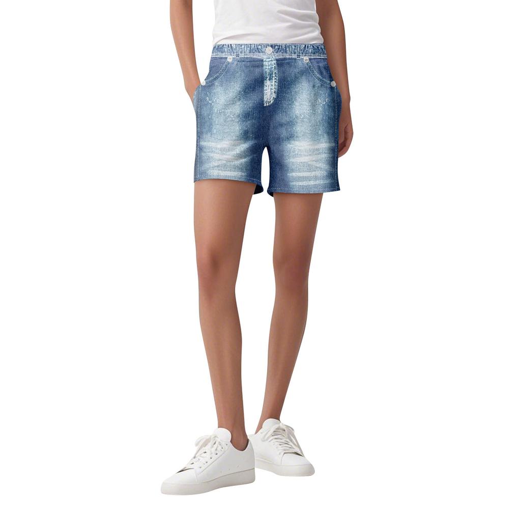 Женские повседневные спортивные брюки, джинсы с принтом, джинсовые брюки