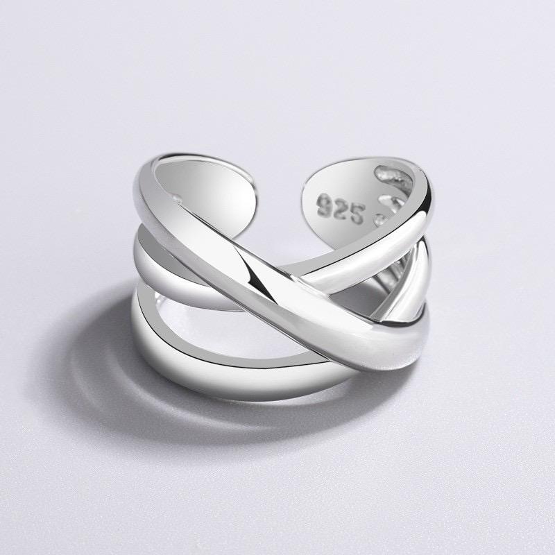 925 Sterling Silver Rings For Women Geometric Fine Jewelry Finger Adjustable Gold Interware CZ Ring For Party Birthday Gift