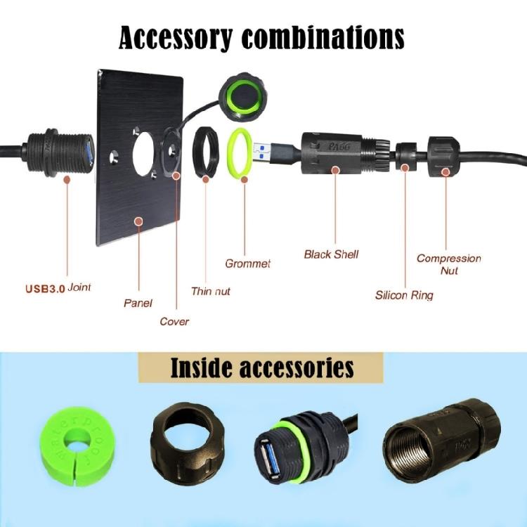USB-адаптер USB 3.0 Панельный кабель 5 Гбит/с Передача данных Power Delivery Пылезащищенная конструкция для наружной установки