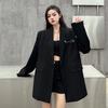 Премиальное черное пальто свободного кроя с уникальным дизайном для женщин, уличный модный шикарный блейзер небольшого размера с первоклассным ощущением