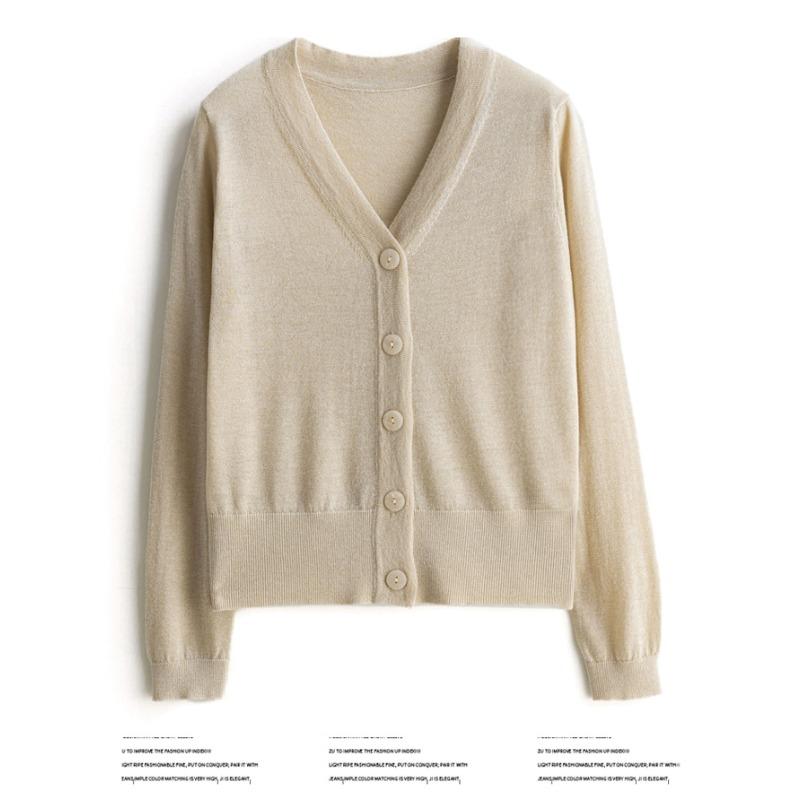 Весенне-осенний женский трикотаж, короткий свободный вязаный кардиган с длинными рукавами и v-образным вырезом, однотонная пряжка