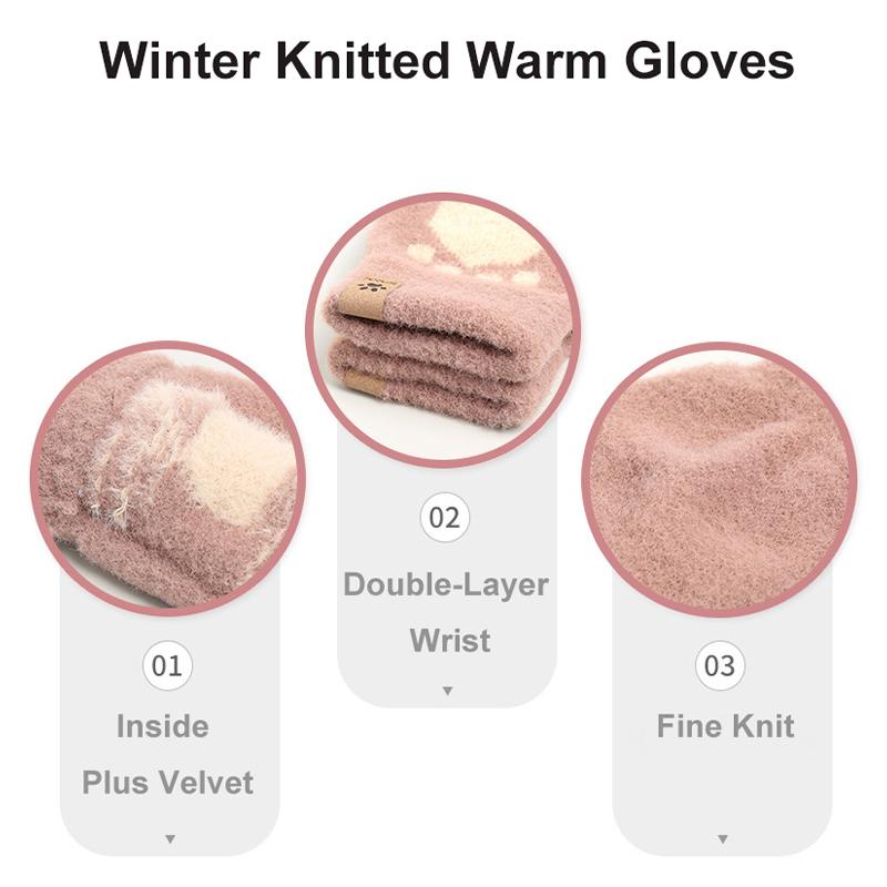 Толстые теплые детские перчатки, зимние варежки на палец, милые женские теплые лыжные перчатки с героями мультфильмов, зимние женские перчатки, рождественские