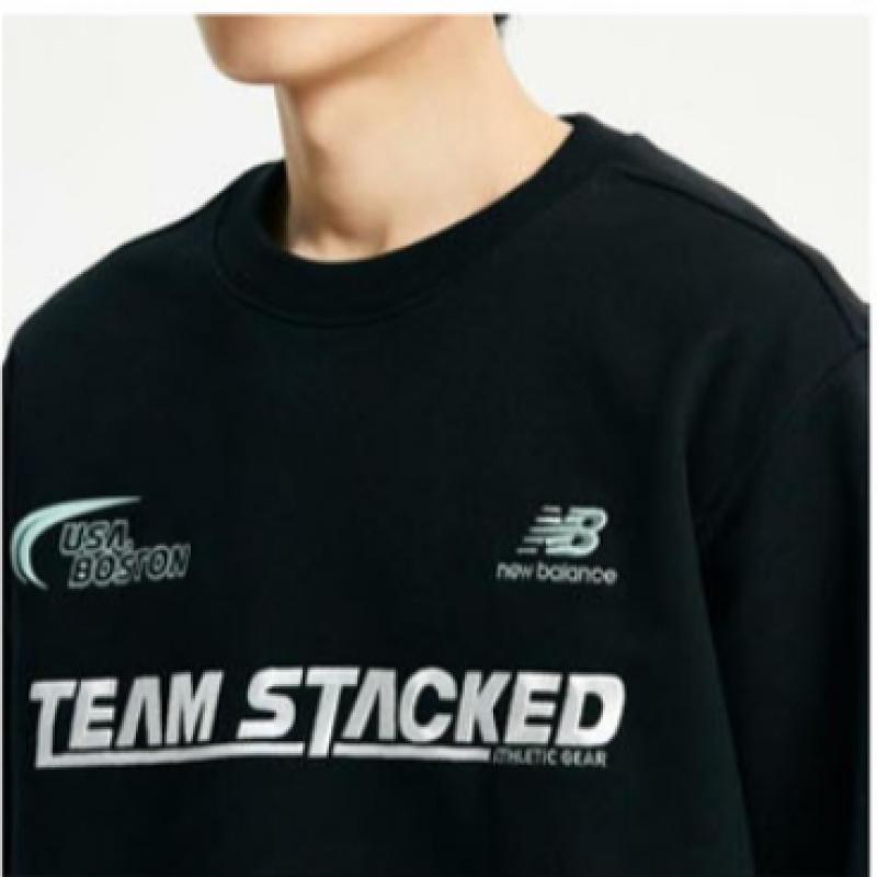 New Balance Club Nbncd42923 Bk Team Stacked Brushed Sweatshirt Men