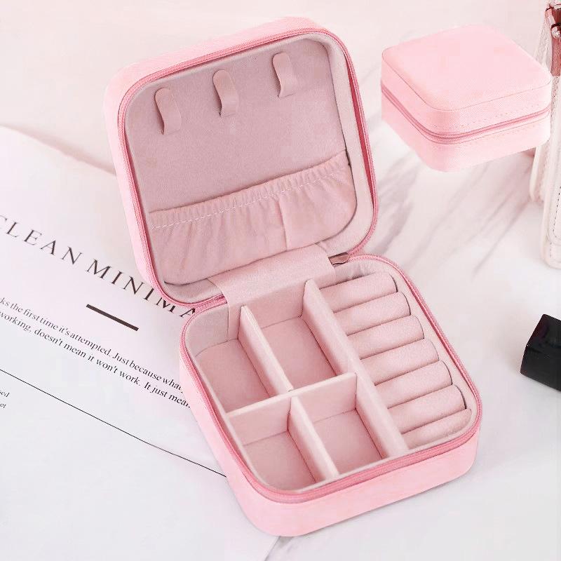 Mini Jewelry Storage Box Travel Earrings Necklace Jewelry Box Compact Ring Packaging Zipper Clamshell Jewelry Box