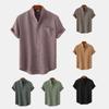 Summer Men's Short Sleeved Solid Color Cotton Linen Men's Shirt