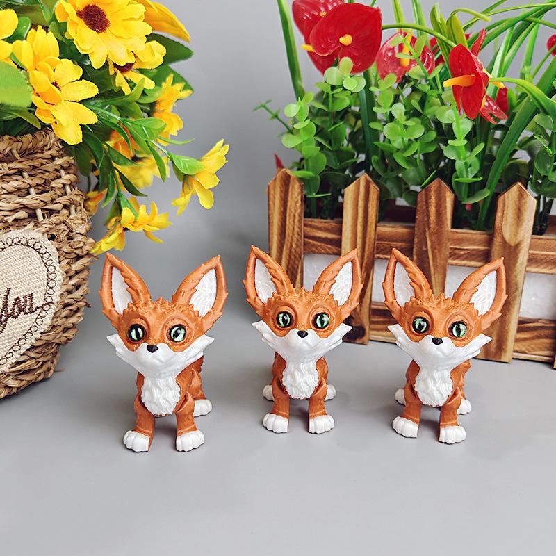 3D Печать Маленькая Лиса Милая Креативная Моделирование Животных Игрушки Офис Домашний Декор Маленькие Украшения Лиса с Большими Ушами Детские Подарки