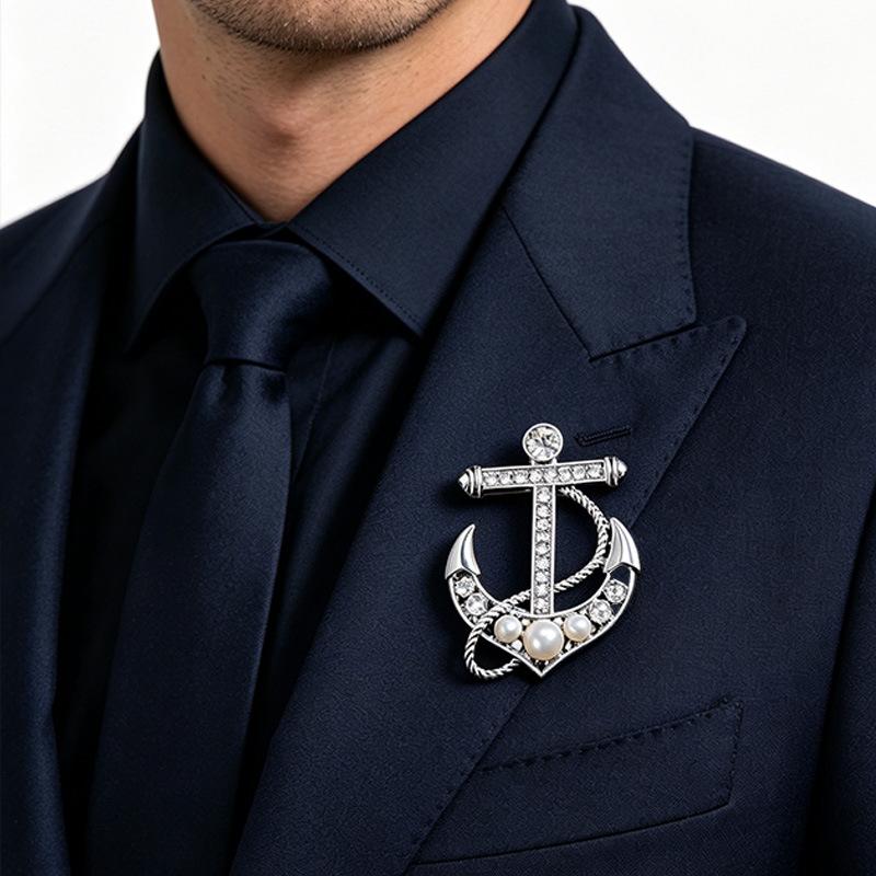 2025 Autumn Unisex Zinc Electroplated Anchor U-shaped Brooch Trend Unisex Light Luxury Jewelry