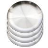 4 Pack 20cm Round Metal Dish Camping Stainless Steel 304 Serving Dinner Plates for Used ForBBQ Snack Salad Metal Dining Plates