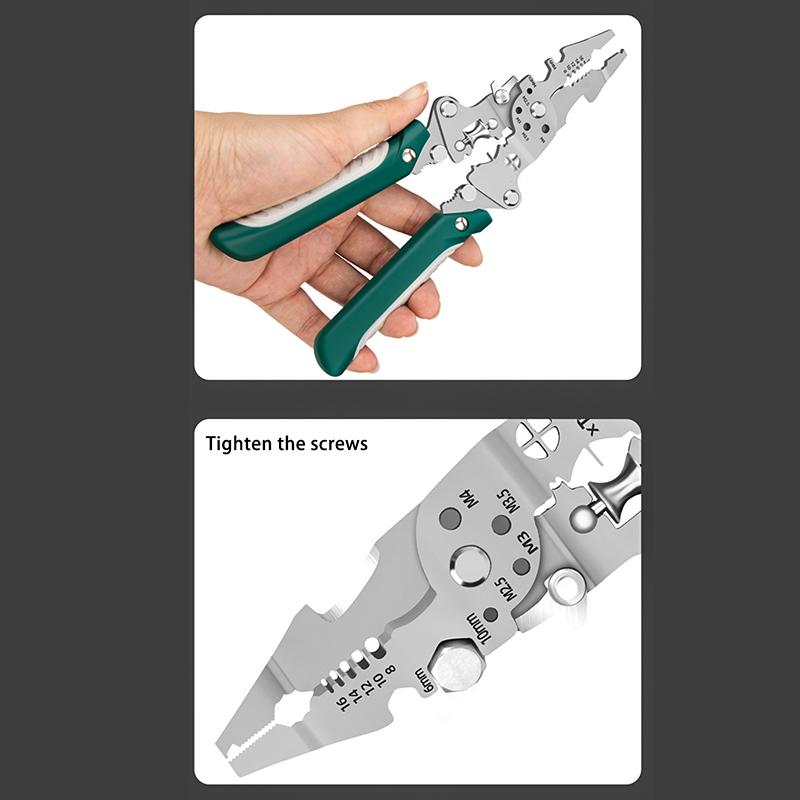 1Pcs Multifunctional Foldable Wire Stripper Crimper Cable Cutter Pliers Electrician Cable Cutting Wiring Pulling Stripping Tools