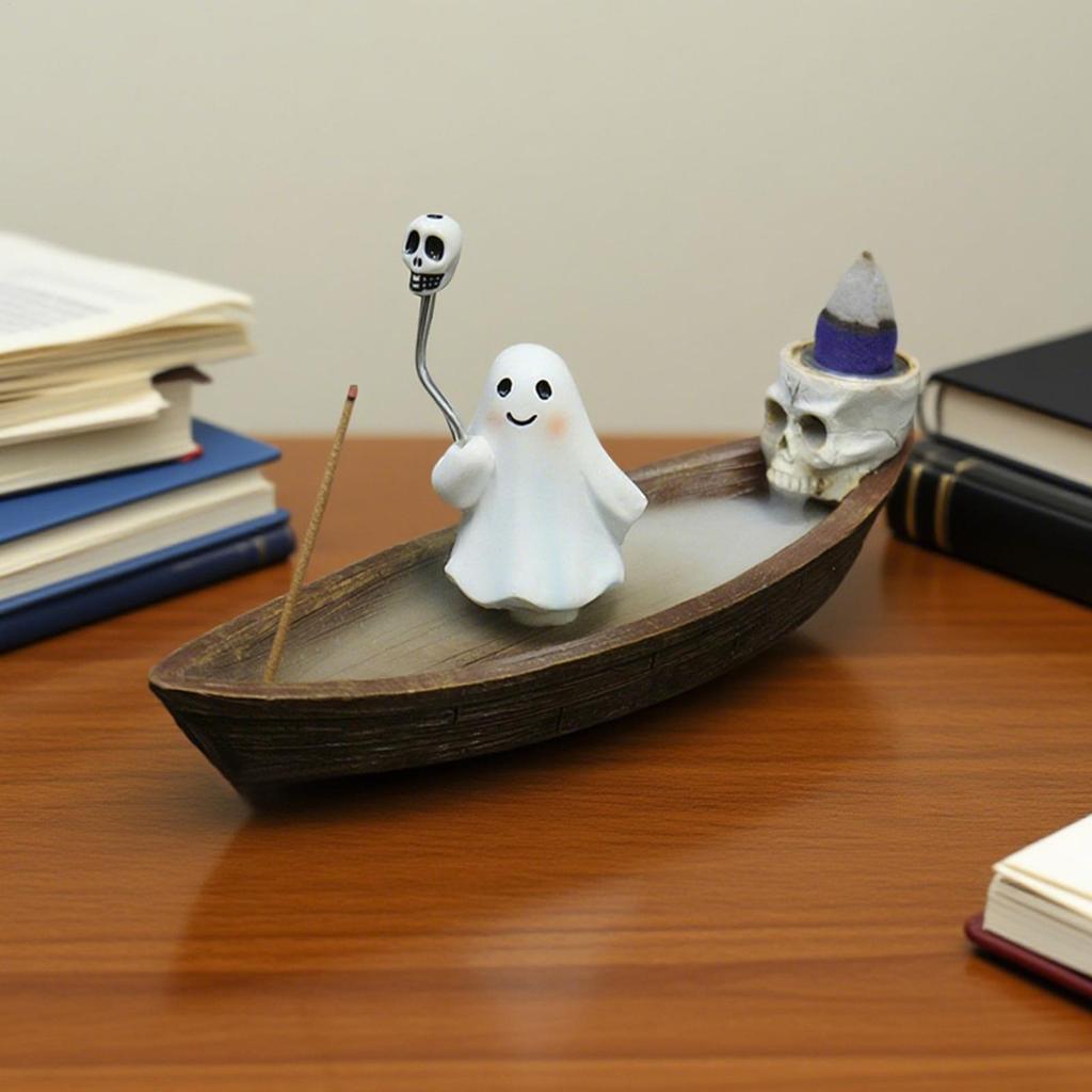 Incense Holder Ghost Incense Cone Holder Gothic Censer Ornaments Zen Meditation Decor for Bedroom Living Room Hotel Apartment