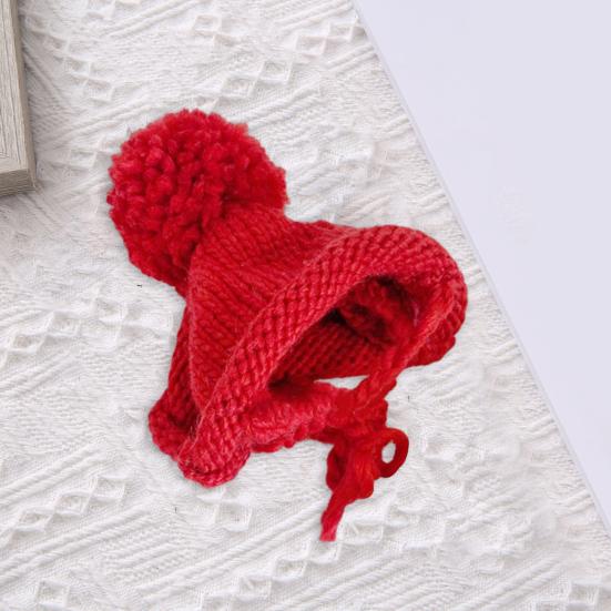 Hat with Soft Ball Knitted Thickened Warm Solid Color Fixing String Comfortable To