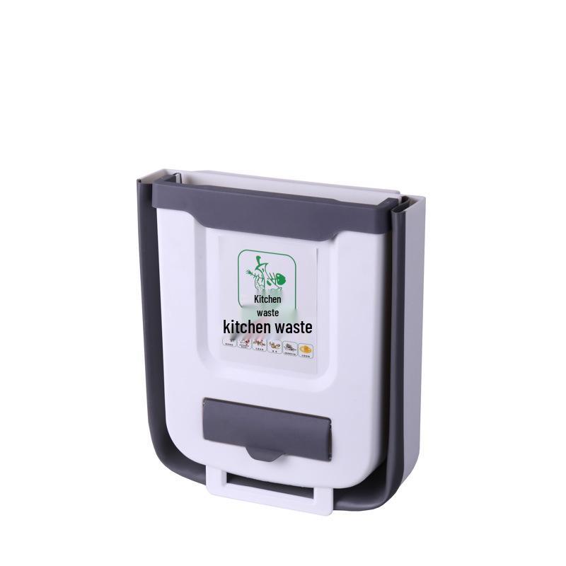 Wall-Mounted Folding Trash Can: Door-Hanging Waste Bin for Kitchen, Car & Home