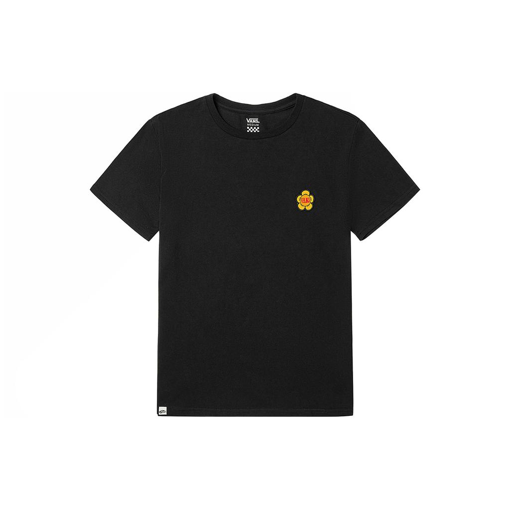 Vans X Moonlight Treasure Box Collaboration American Vintage Cartoon Letter Floral Print Short Sleeve T-Shirt Unisex Tops Black VN0A7TQ6BLK