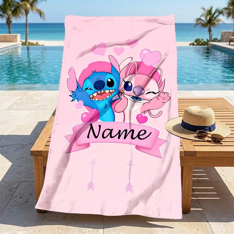 Custom Name Love Hearts Stylish Digital Printing Beach Towel Quick‑Drying Absorbent Blanket for Beach Pool Gym Travel
