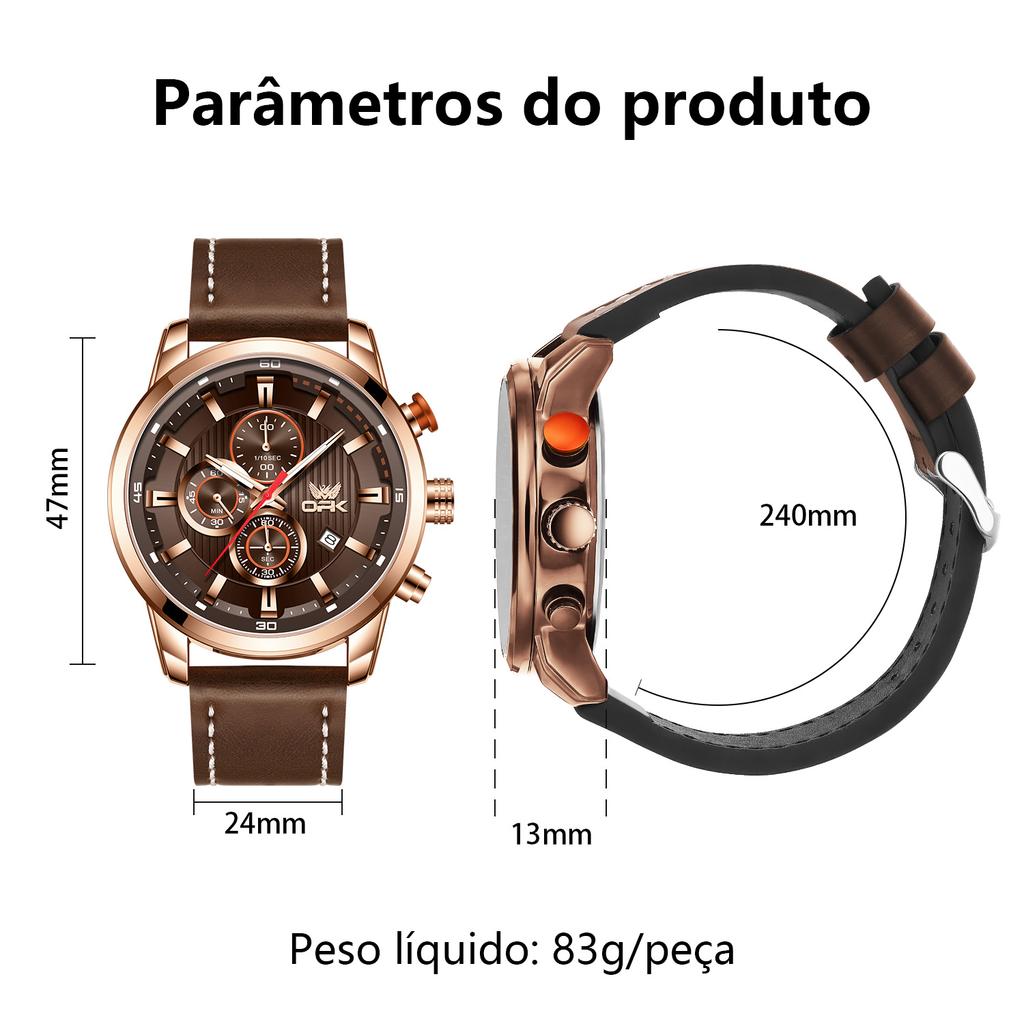 OPK 6083 Men's Quartz Watch Leathar Strap Luxury Luminous 30m Waterproof Modern Business Watches For Men