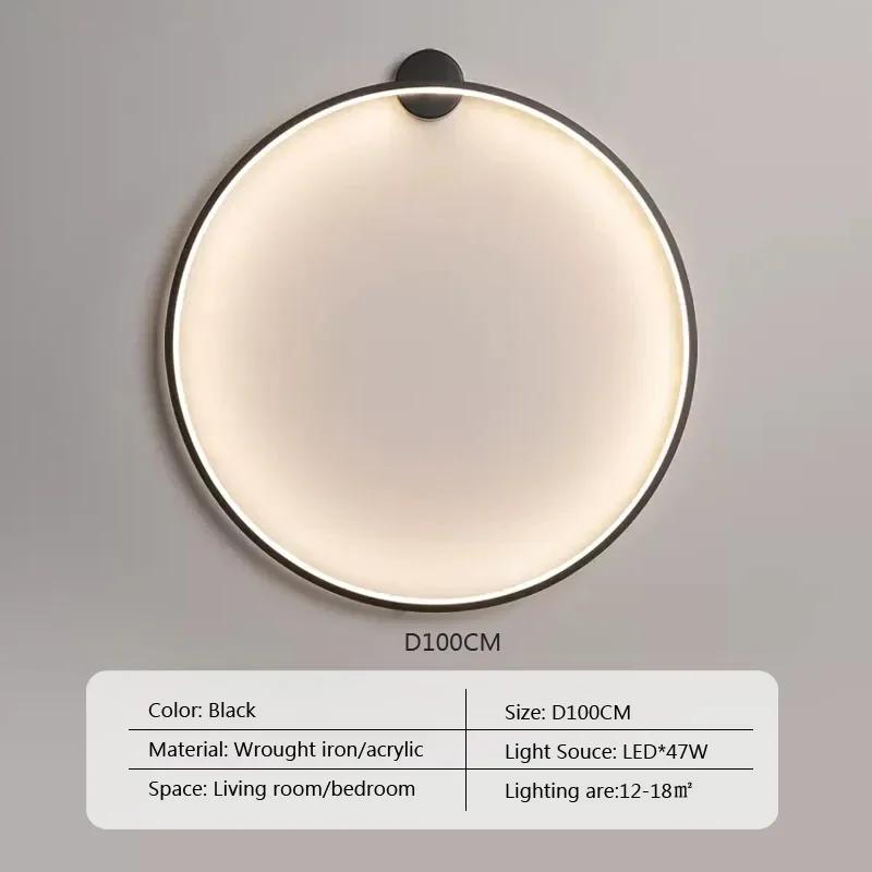 Black Modern Circular LED Wall Lamp Home Designer Home Decor Circle Nordic Wall Light Lustre Living Room Bedroom Wall Sconces