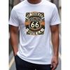 Мужская винтажная футболка Route 66 с номером маршрута 66 - Повседневная летняя футболка, классический крой, ретро-логотип Highway 66 для любителей дорожных путешествий