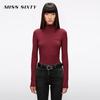 Miss Sixty Женский вязаный топ с высоким воротником, облегающий, с длинным рукавом и вышивкой, Осень 2025