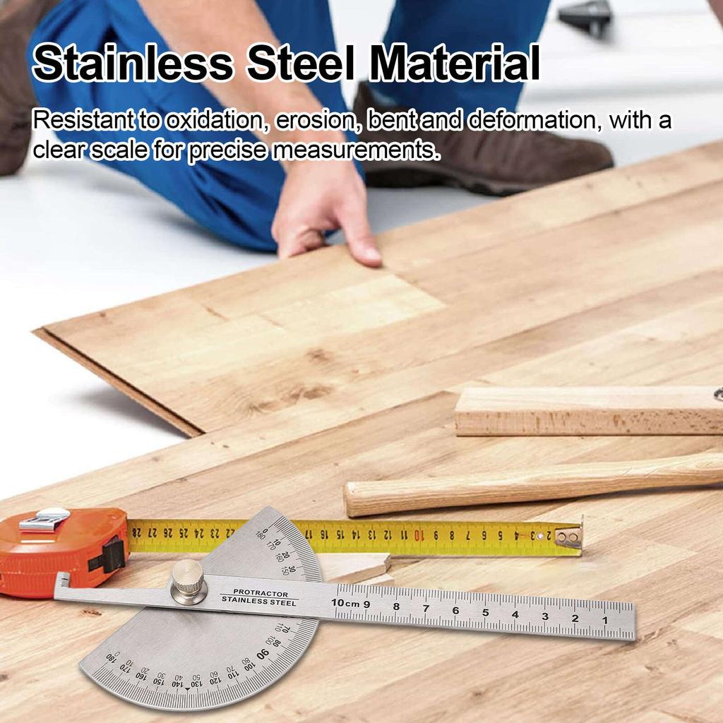 Угловой транспортир из нержавеющей стали, портативный, регулируемый от 0 до 180 градусов, линейка-искатель, инструмент для измерения угла с линейкой для деревообработки длиной 10 см
