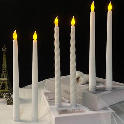 1 шт. Мерцающая электрическая длинная свеча, светодиодная беспламенная конусная свеча, обеденная свеча, подсвечники, декор для вечеринки, свадьбы