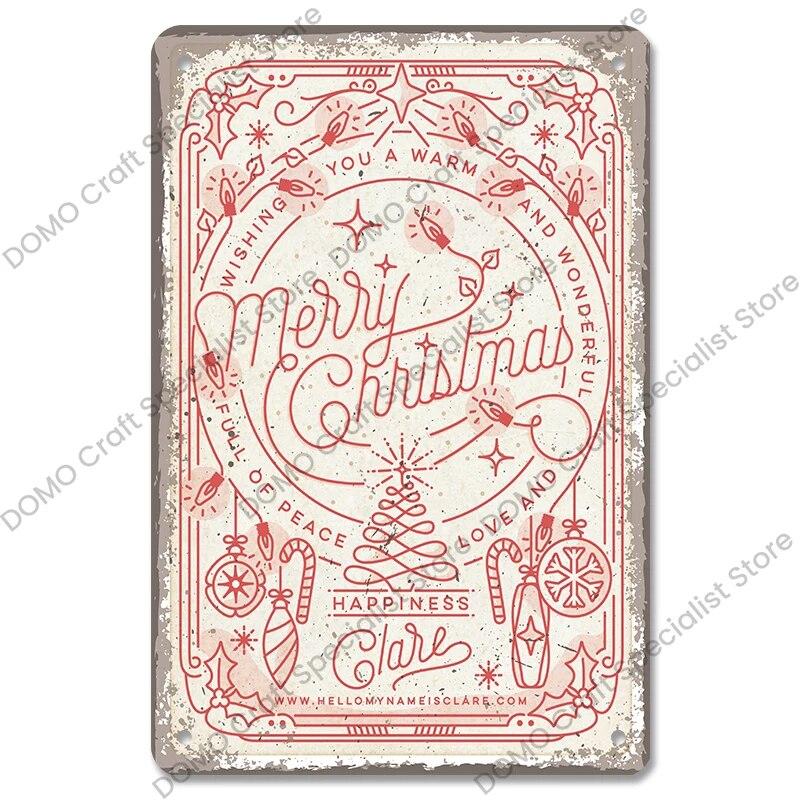 Christmas Tree Bells Santa Claus Poster Vintage Metal Tin Signs Merry Christmas Retro Metal Plate Cafe Bar Pub Home Wall Decor