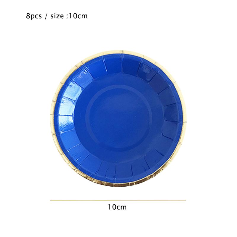 Одноразовая посуда голубого цвета, бумажные тарелки для вечеринок, стаканчики, трубочки, сувениры для детского душа, товары для дня рождения, золотые украшения для вечеринок, карнавала, свадьбы