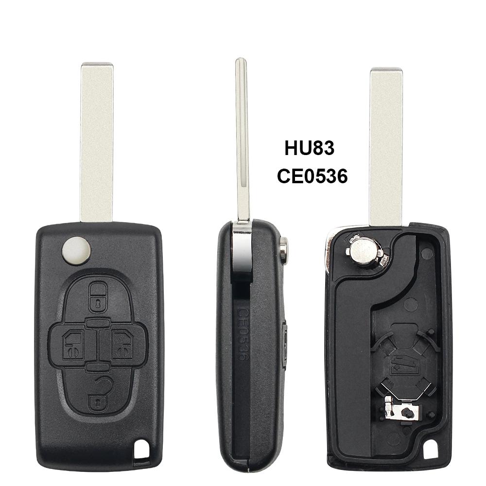 KEYYOU 4 Light Buttons Car Key Shell Fob For Peugeot 206 407 307 607 For Citroen C2 C3 C4 C5 C6 Berlingo CE0523 CE0536 New