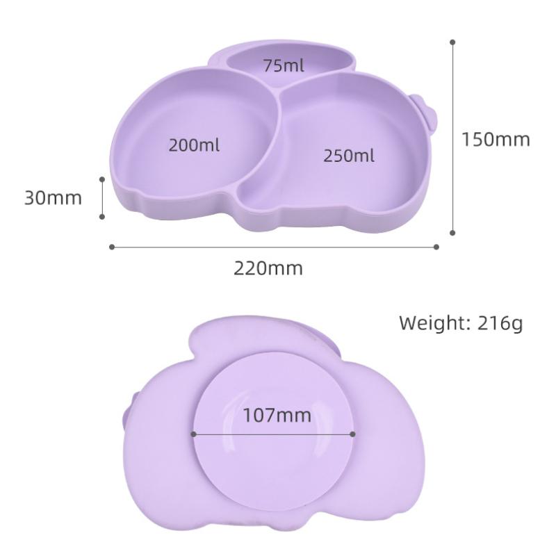 9PCS Rabbit Baby Silicone Tableware Kids Non-slip Sucker Bowl Plate Cup Spoon Fork Sets BPA Free Children's Feeding Dishes Utensils