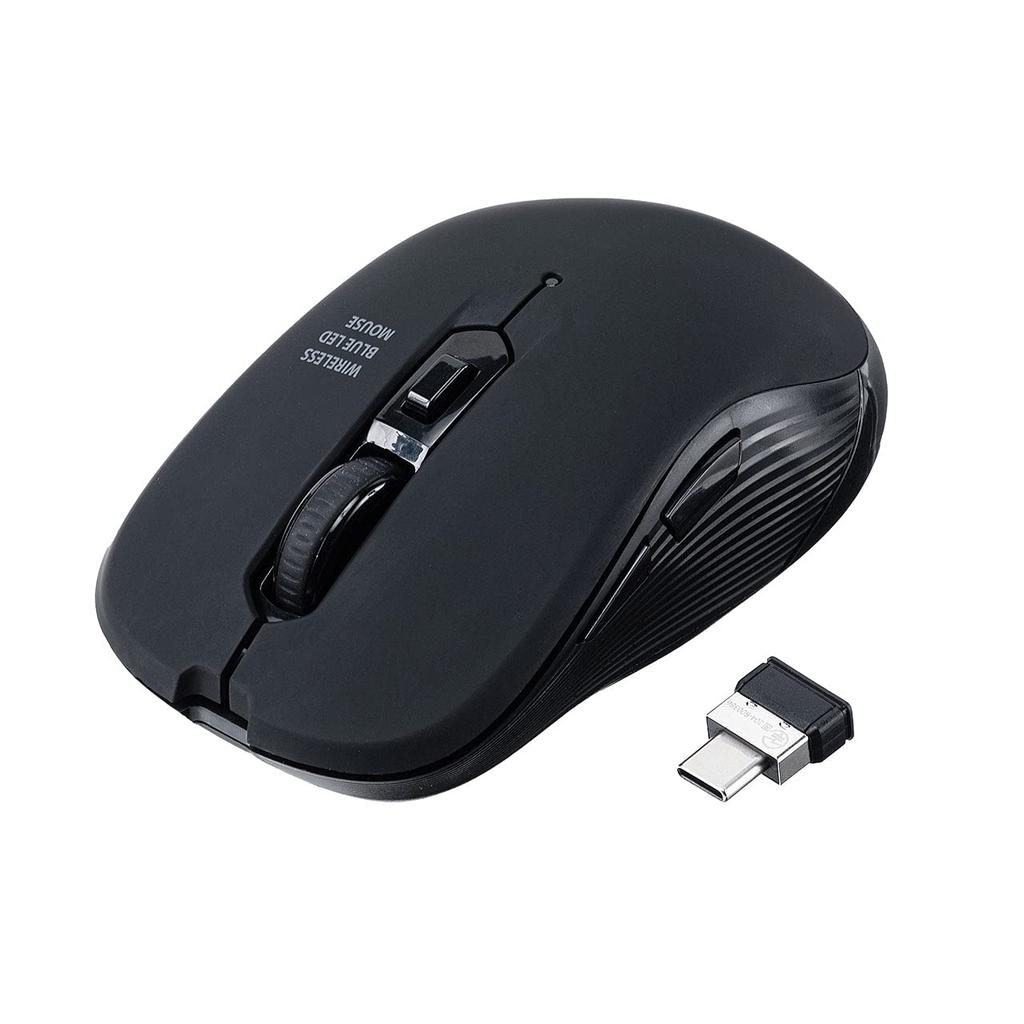 Sanwa Direct Wireless Blue Compatible with iPad and DPI Mouse, Type-C, 5-Button (with Back/Forward Buttons), LED, Pro, Mac, Windows, Android,