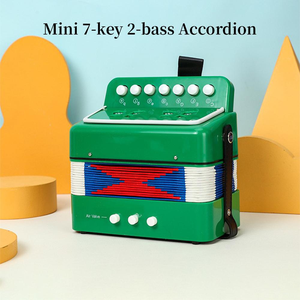 Мини 7-кнопочный 2-басовый аккордеон из АБС-пластика, музыкальный инструмент для начинающих, рождественский подарок, легкий кнопочный аккордеон