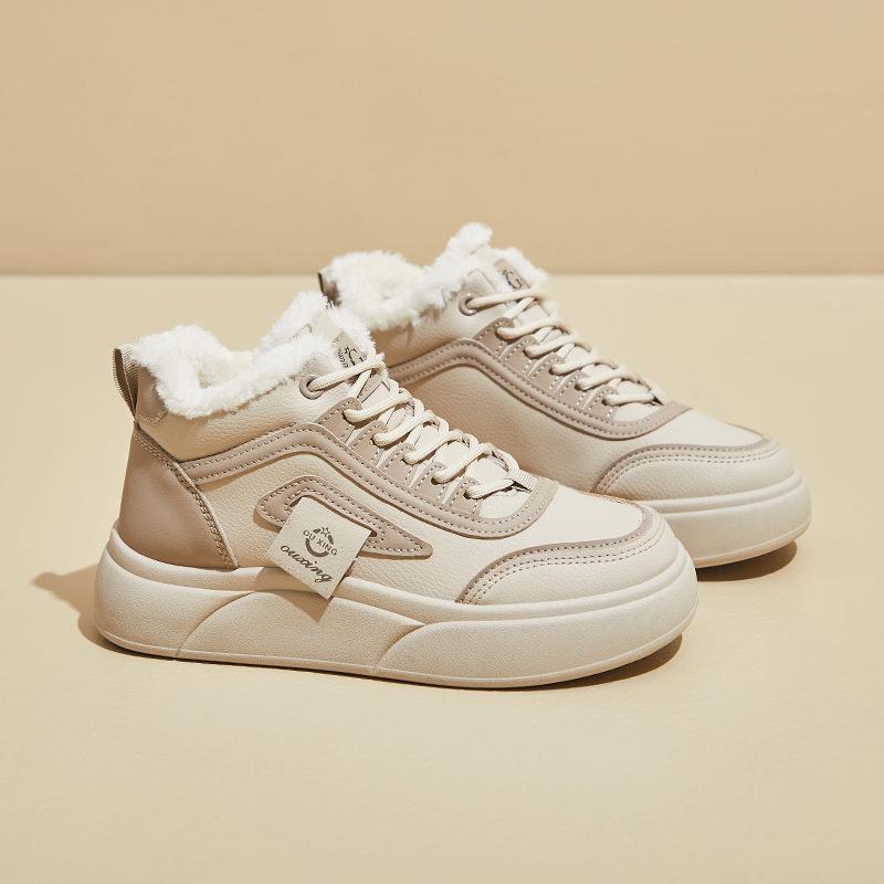 2024 Winter White Plus Velvet Thick-Soled Heightening Sports Shoes - New Korean Style for Women, SH909