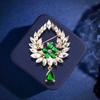 Green Water Drop Fringed Brooch Women's High-end Gift-giving Hollow Flower Pin Niche Brooch Collar Pin Accessories