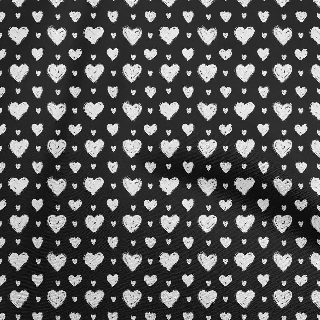 oneOone Cotton Flex Black Fabric Valentine Heart Diy Clothing Quilting Fabric Print Fabric By Yard 40 Inch