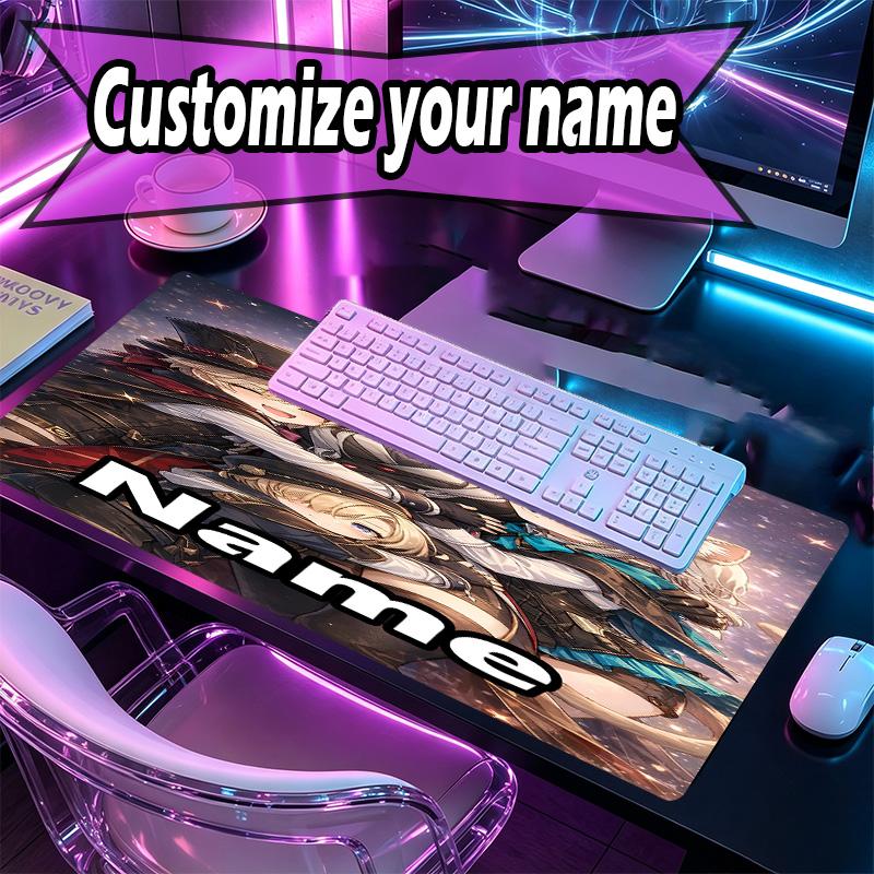 Custom Name Personalized Genshin Impact Pattern Mousepad, Laptop PC Desk Mat, Decorative Desk Mat for Home Keyboard Pad Gift