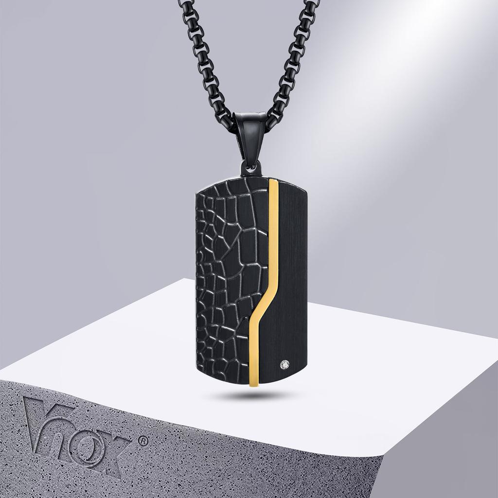 Xiaomi Vnox Мужские ожерелья-жетоны с ледяным покрытием, Рок-панк, Черно-золотой цвет, Геометрический кулон из нержавеющей стали, Ожерелье, Подарки для него