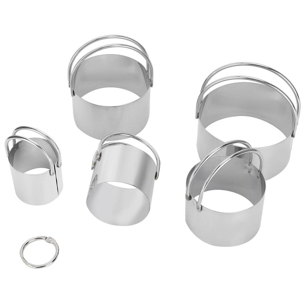5PCS Set Biscuits Cutter Stainless Steel Round Cookies Cutter with Handle Baking Dough Tools