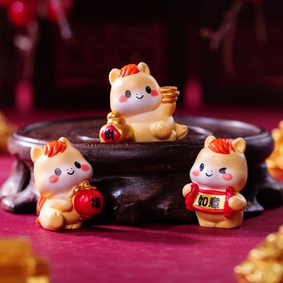 4 шт. Миниатюрная фигурка мультяшной лошади, приносящая удачу, миниатюрный пони