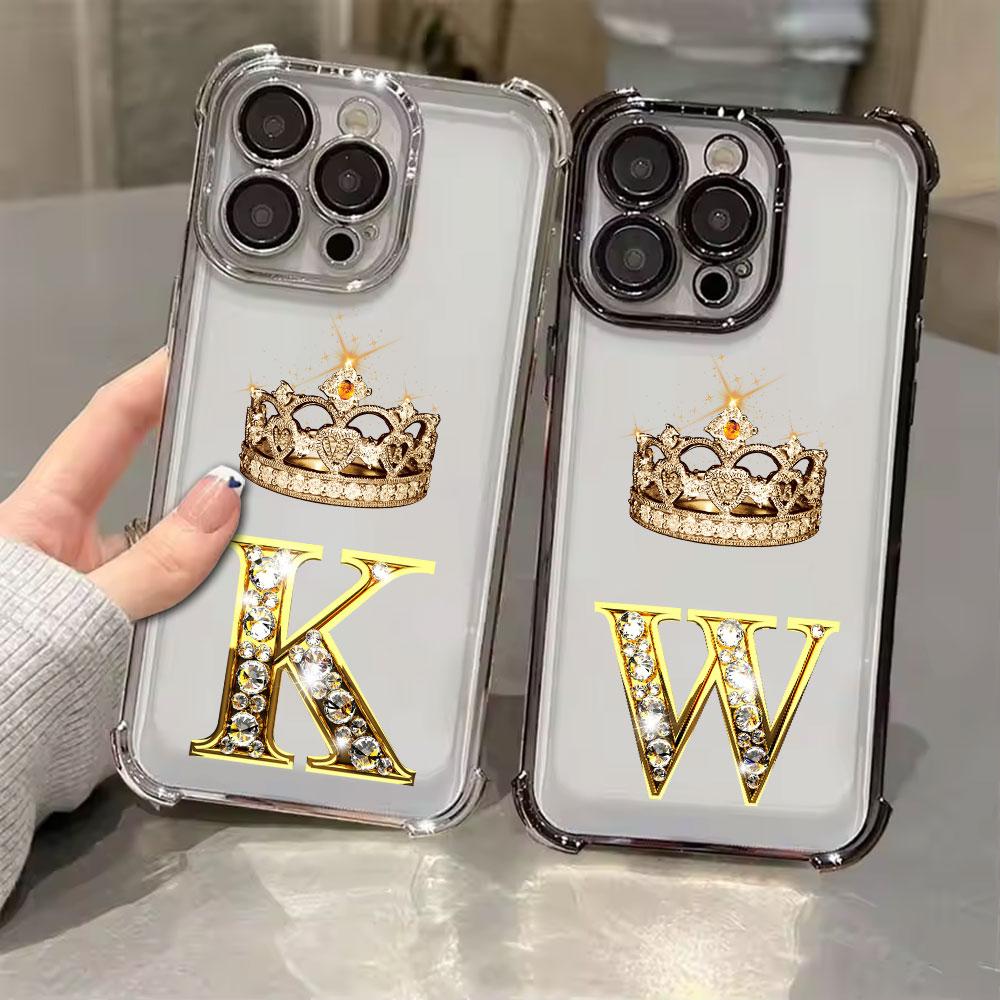 Чехол для телефона с инициалами K W N F J O для iPhone 11 13 15 16 17 Pro Max 14 Plus 17Air 16E 13 Pro 12 Mini 17Pro Мягкий прозрачный чехол